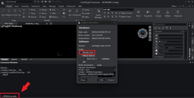 DrafSight workaround-1 - opengl core