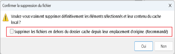 Warning - vider le cache