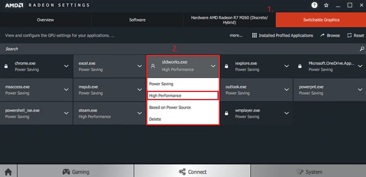 Managing your graphics card for SOLIDWORKS