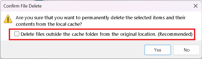 warning local cache